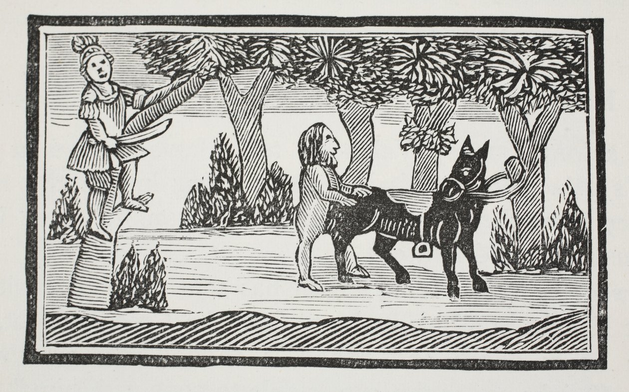 Valentine og Orson, illustration fra Chap-books of the Eighteenth Century af John Ashton, pub. 1882 af English School