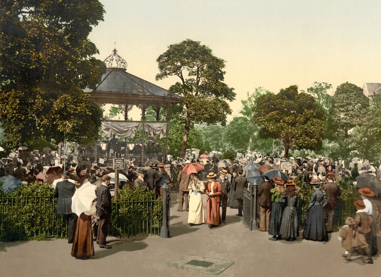 Valley Gardens, Harrogate, pub. 1900 (farvelitografi) af English School