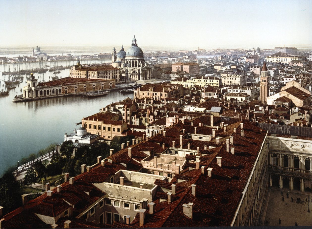 Veduta dal Campanile, Venedig (håndfarvet foto) af English School