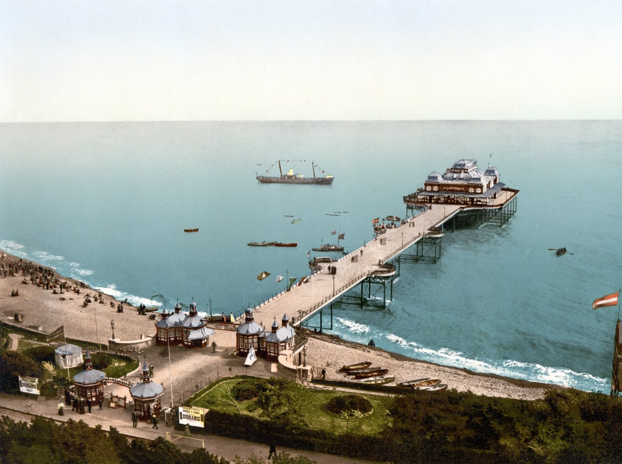 Victoria Pier, Folkestone (håndfarvet foto) af English School