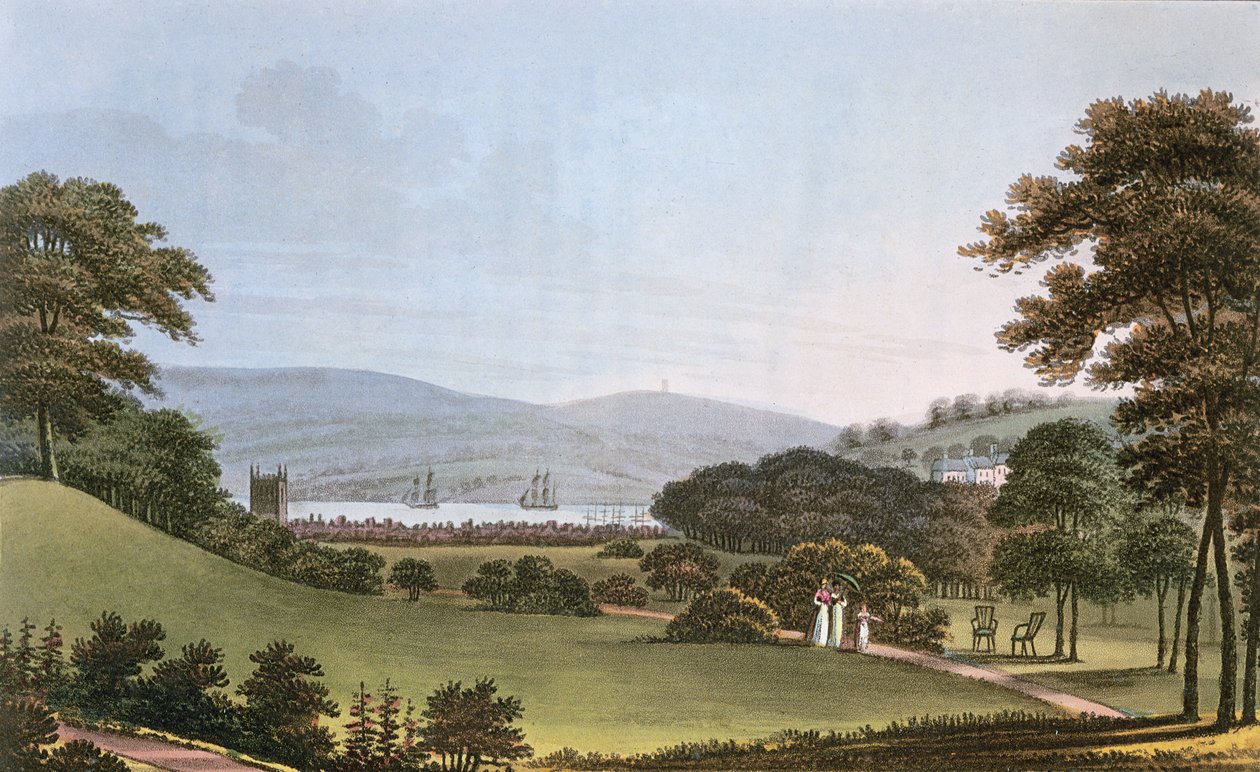 Udsigt fra fortet, nær Bristol, 1802 af English School