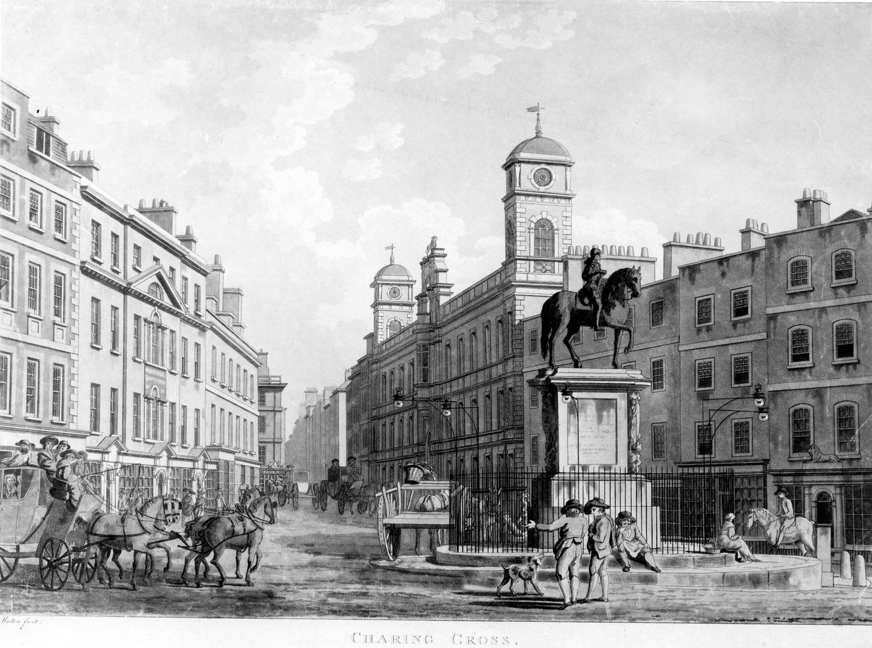 Udsigt i Charing Cross mod Northumberland House, 1795 af English School