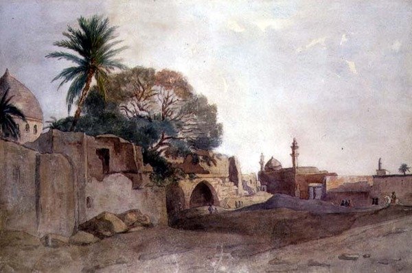 Udsigt i Mellemøsten, ca. 1820 (akvarel på papir) af English School