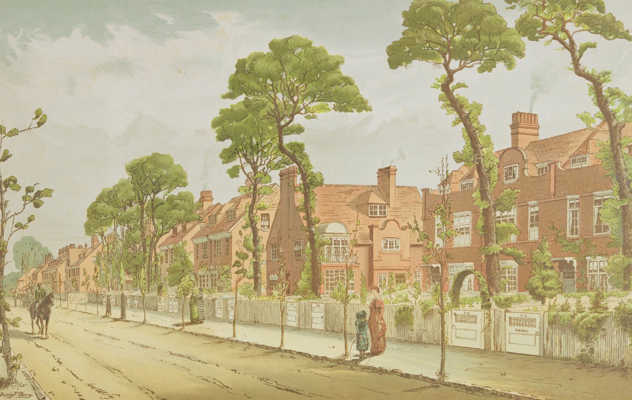 Udsigt over Bedford Park, 1882 af English School