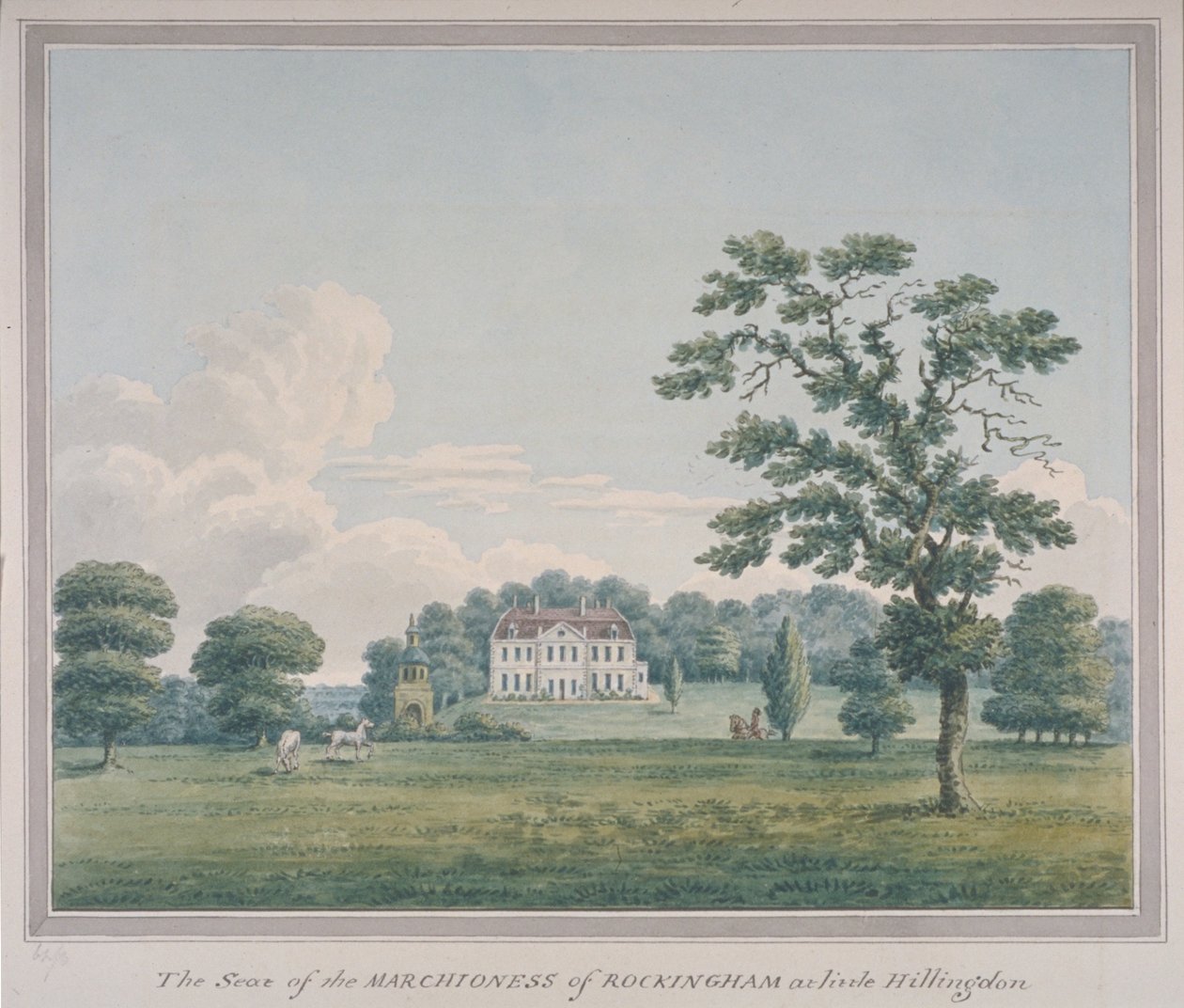 Udsigt over Hillingdon House, ca. 1820 (wc på papir) af English School