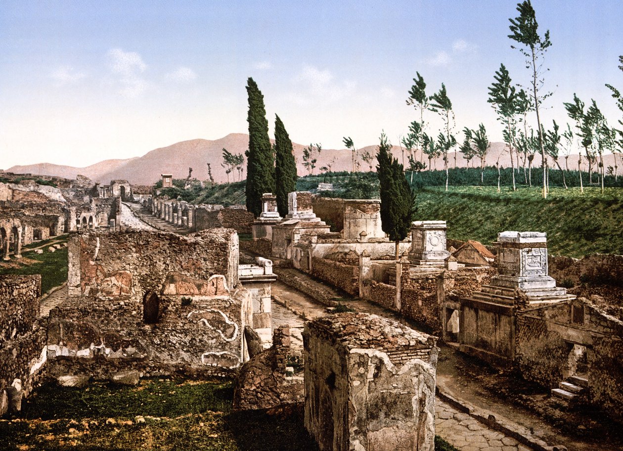 Udsigt over Pompeji (håndfarvet foto) af English School