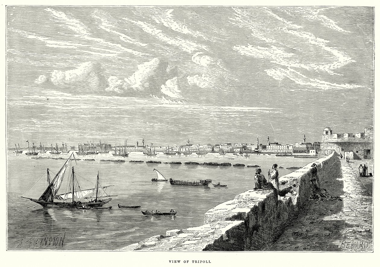 Udsigt over Tripoli (kobberstik) af English School