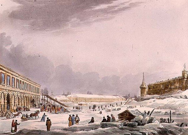 Udsigt over isbakkerne under karnevallet i Moskva, tallerken 8 fra 