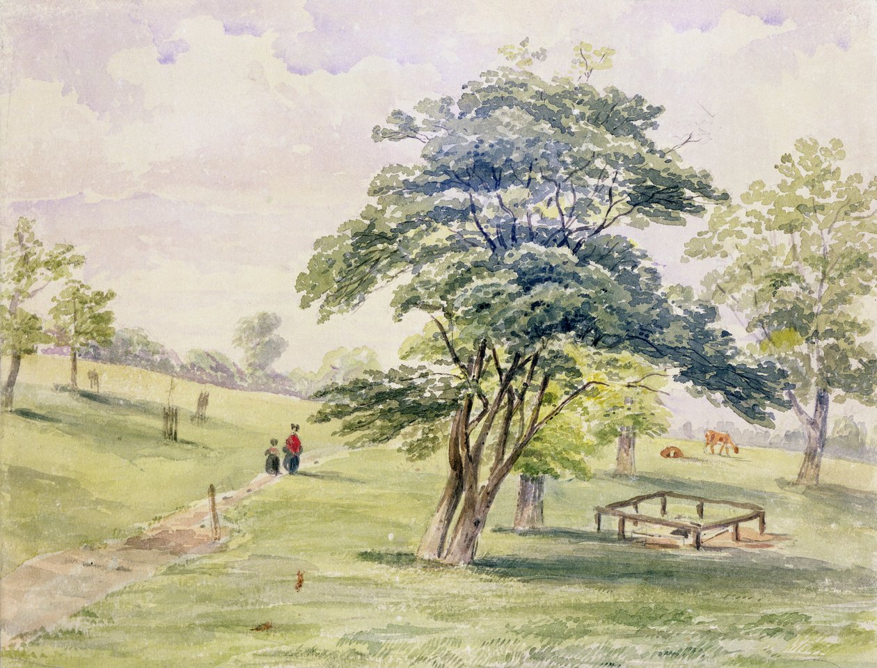 Udsigt over den nordlige del af Hyde Park, 1820 af English School