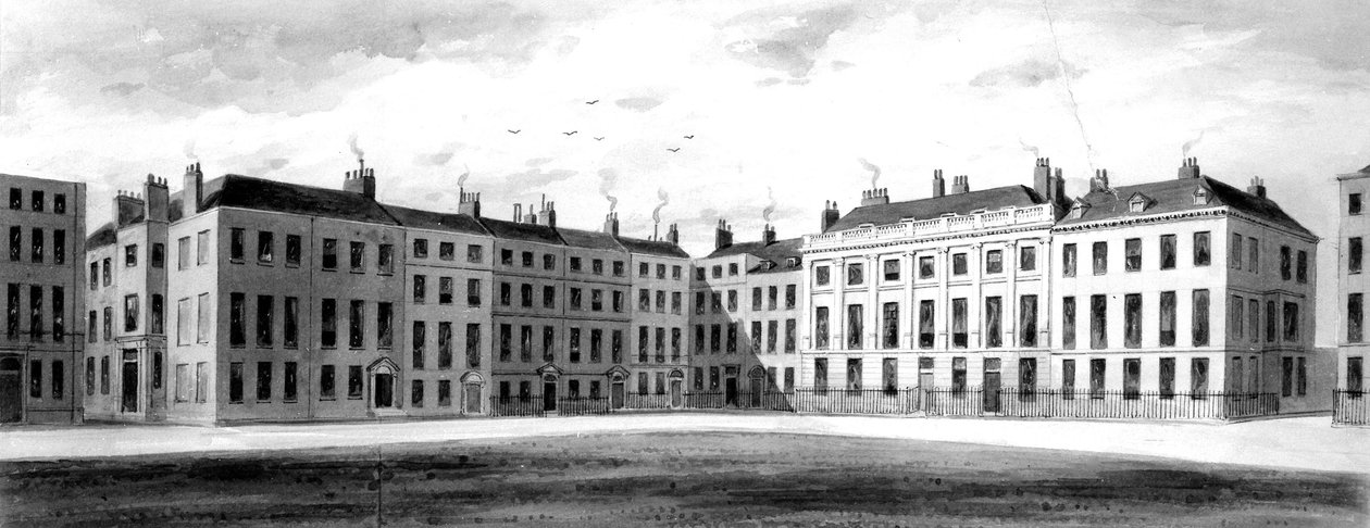 Udsigt over nordsiden og østsiden af Soho Square, 1854 af English School