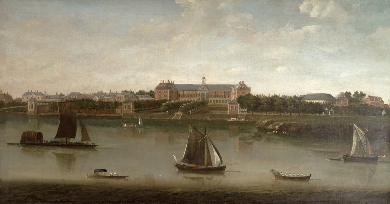 Udsigt over Royal Hospital og Rotunda fra den sydlige bred af Themsen af English School