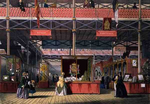 Udsigt over Spaniens og Portugals sektioner af den store udstilling i 1851, fra Dickinson