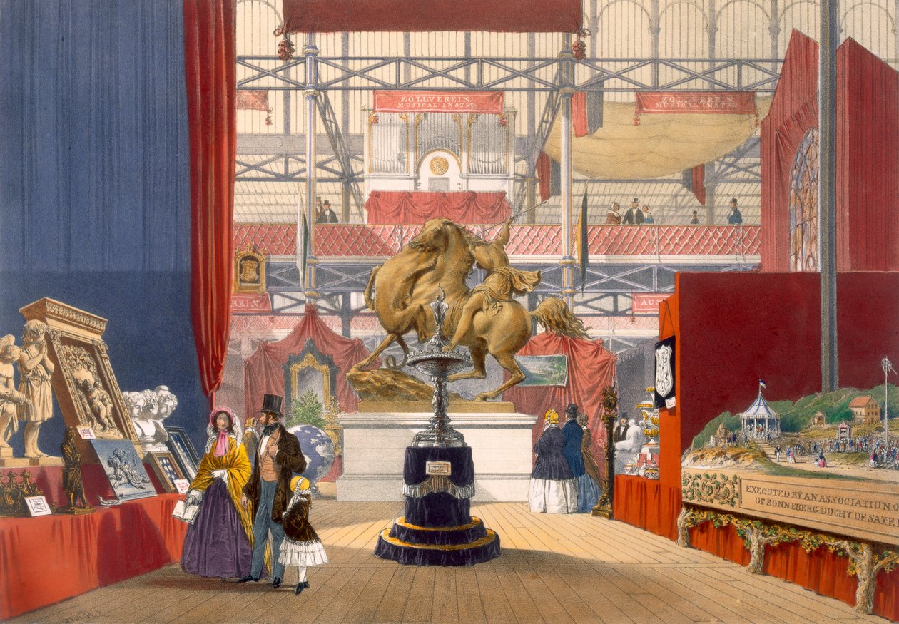 Udsigt over Zollyverein Musical Instruments stand ved den store udstilling i 1851 fra Dickinsons Comprehensive Pictures af English School