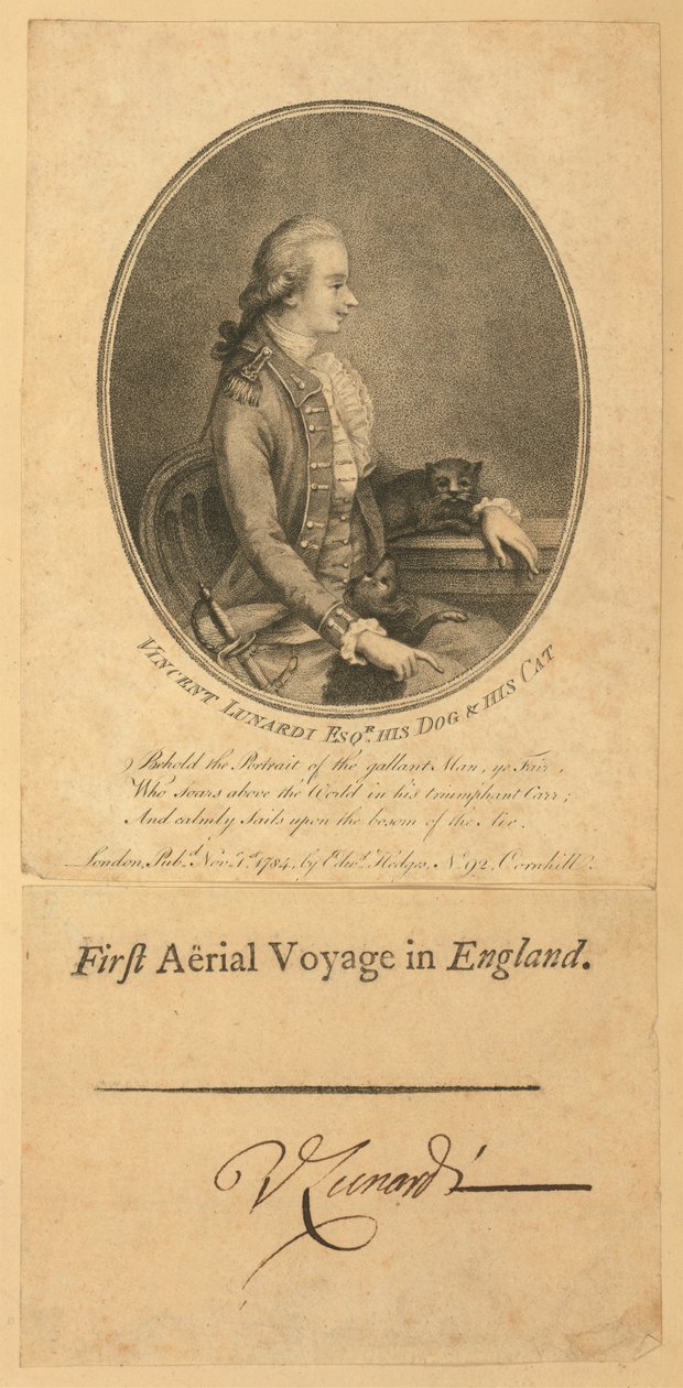 Vincent Lunardi, 1784 (stipstik) af English School