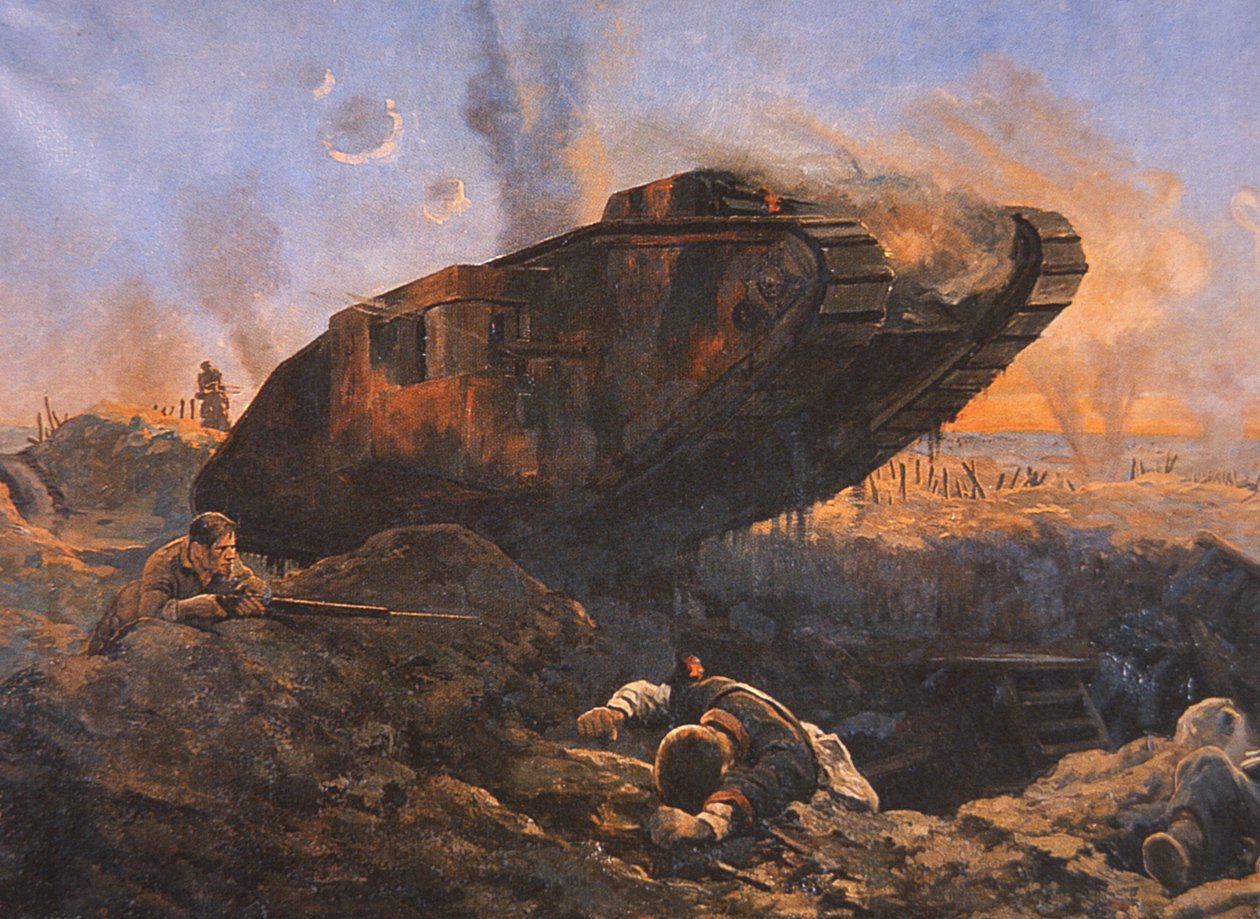 WWI British Tank in Action på Vestfronten af English School