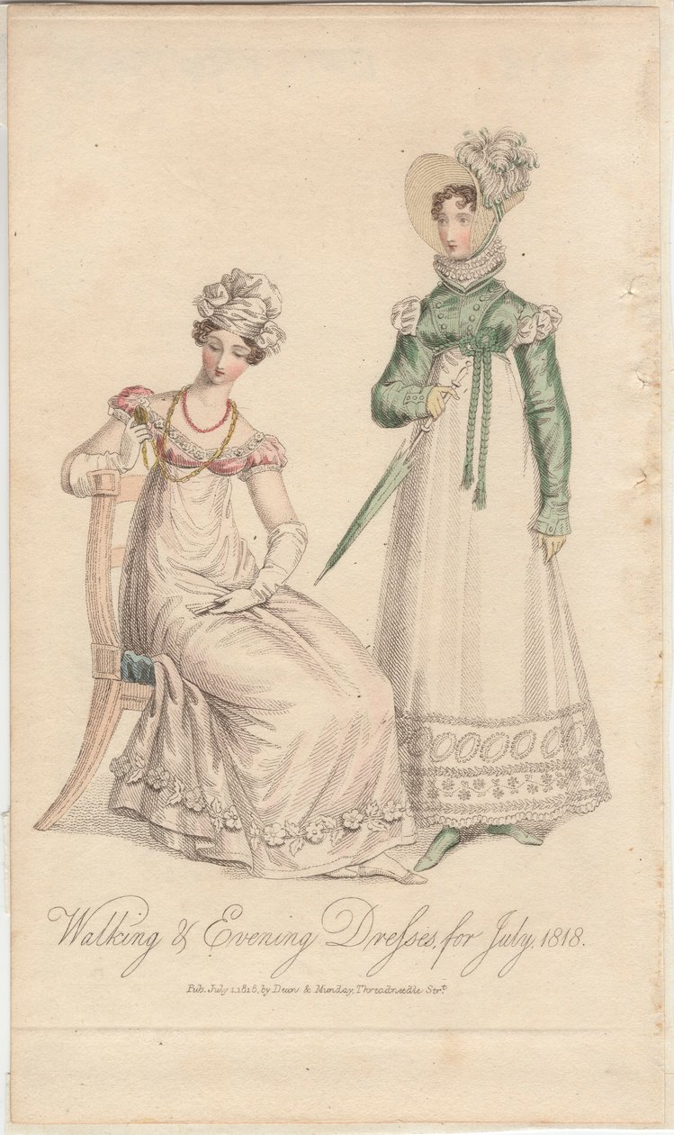 Gå- og aftenkjoler til juli 1818, 1818 af English School