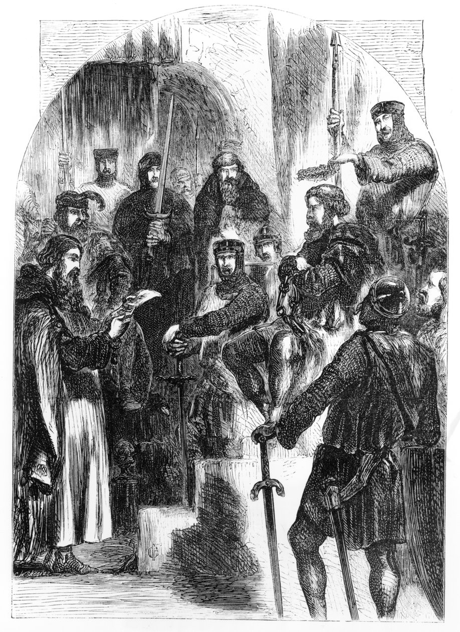 Wallace kronet med laurbær i Westminster Hall af English School