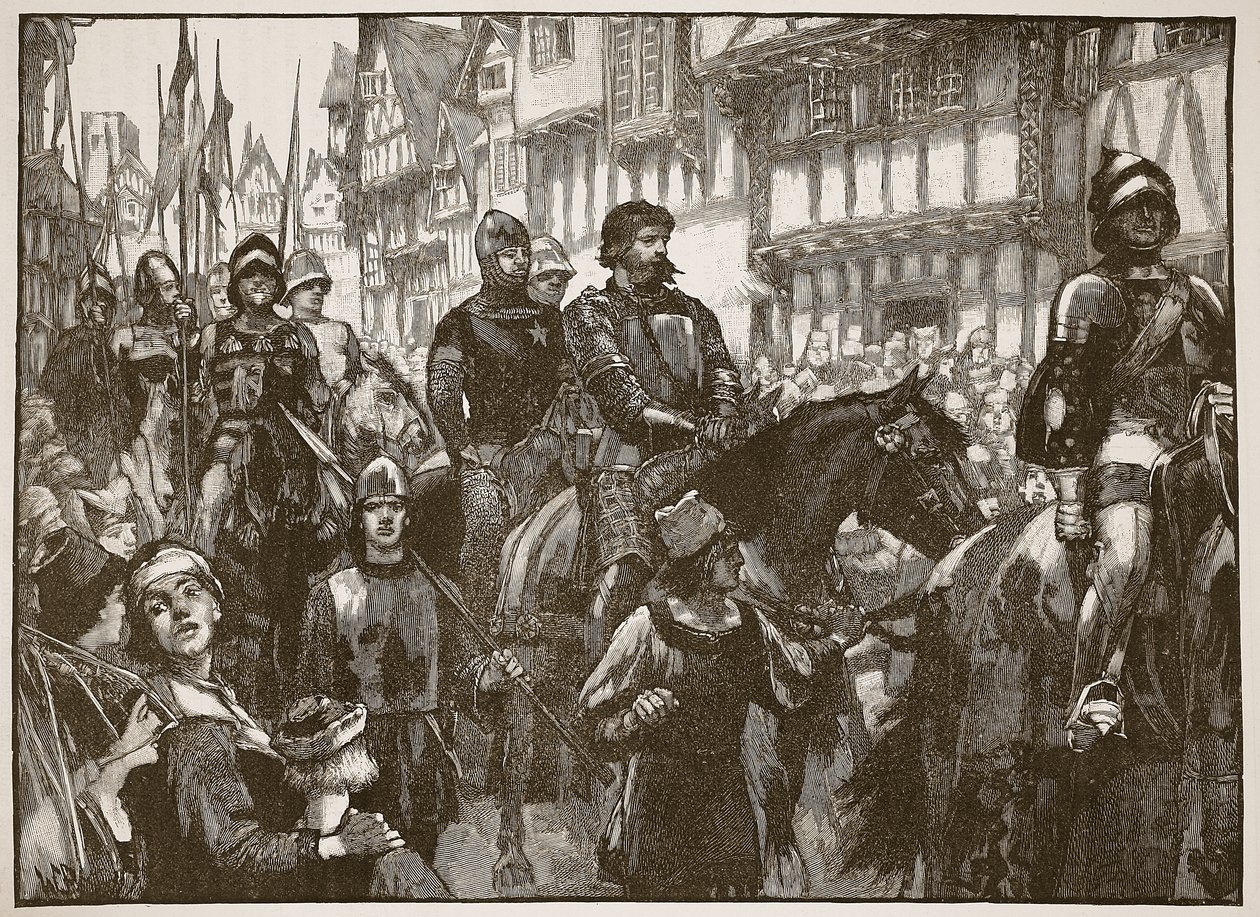 Wallace på vej til Westminster Hall, illustration fra Cassells Illustrated History of England (sepia foto) af English School