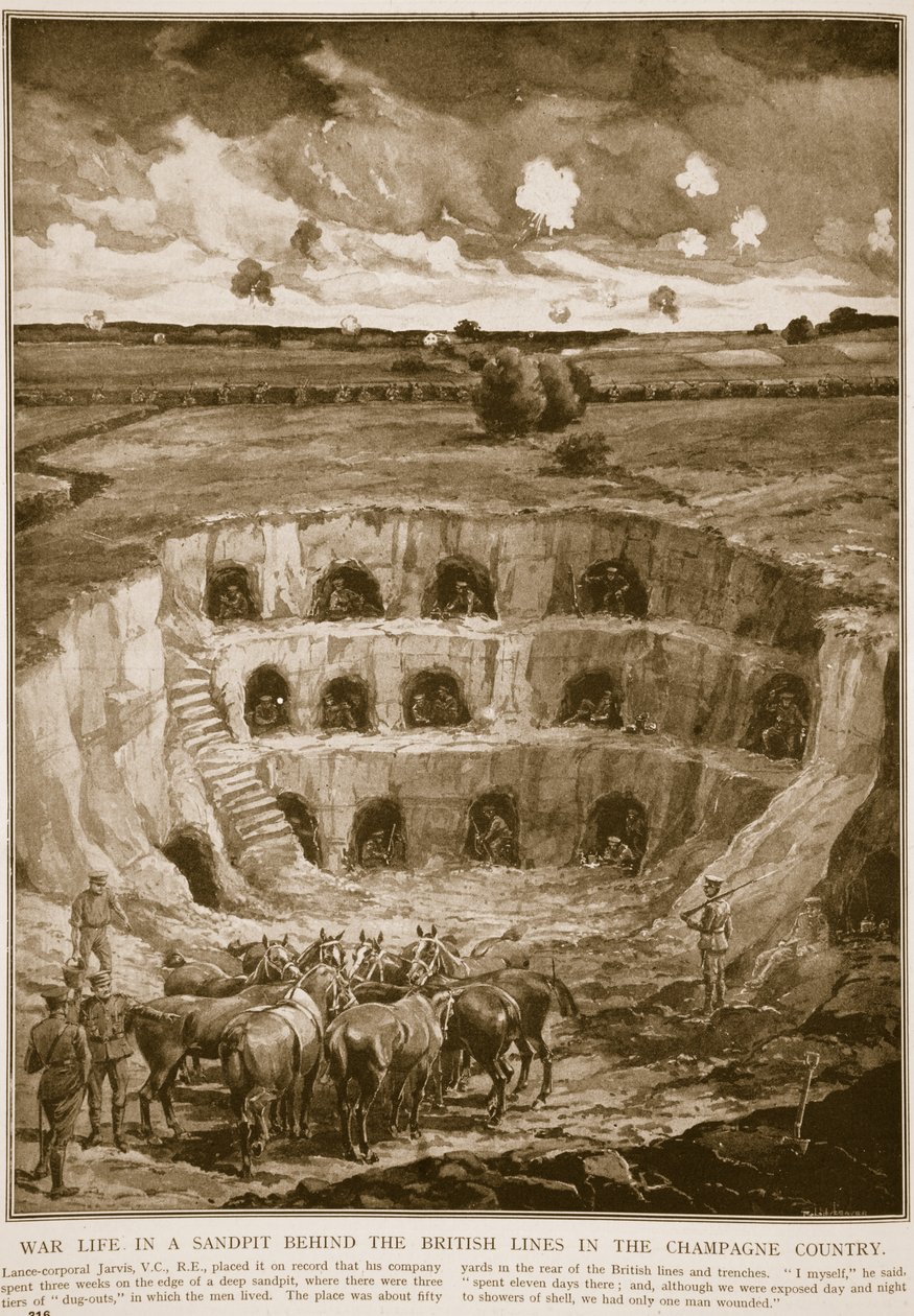 Krigsliv i en sandkasse bag de britiske linjer i Champagne-landet, 1914-19 af English School