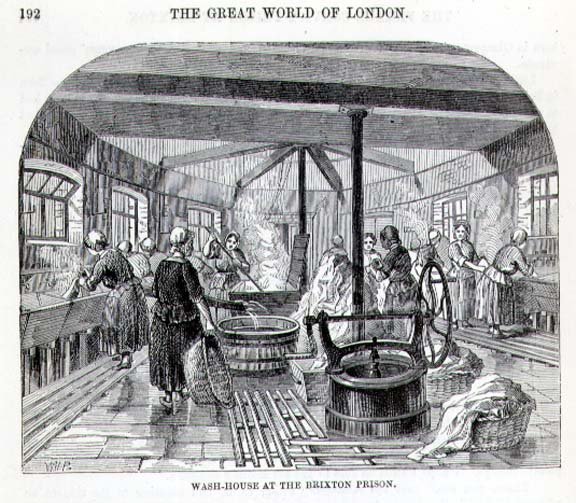 Vaskehuset i Brixton-fængslet, fra "The Criminal Prisons of London and Scenes of Prison Life" af Henry Mayhew (1812-87) og John Binny af English School