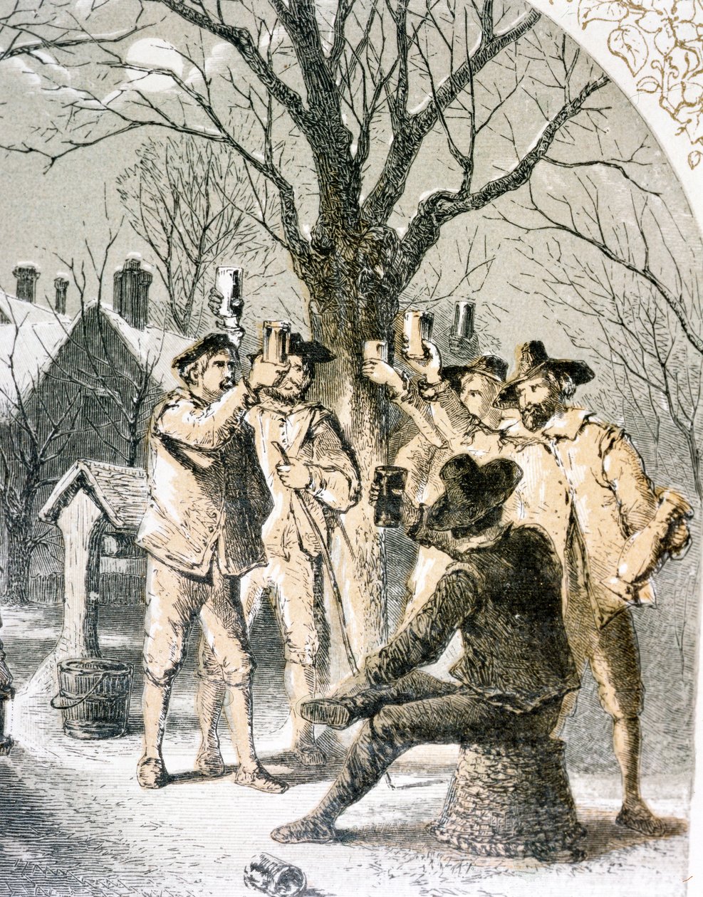 Wassailing the Apple Trees, 1840 af English School