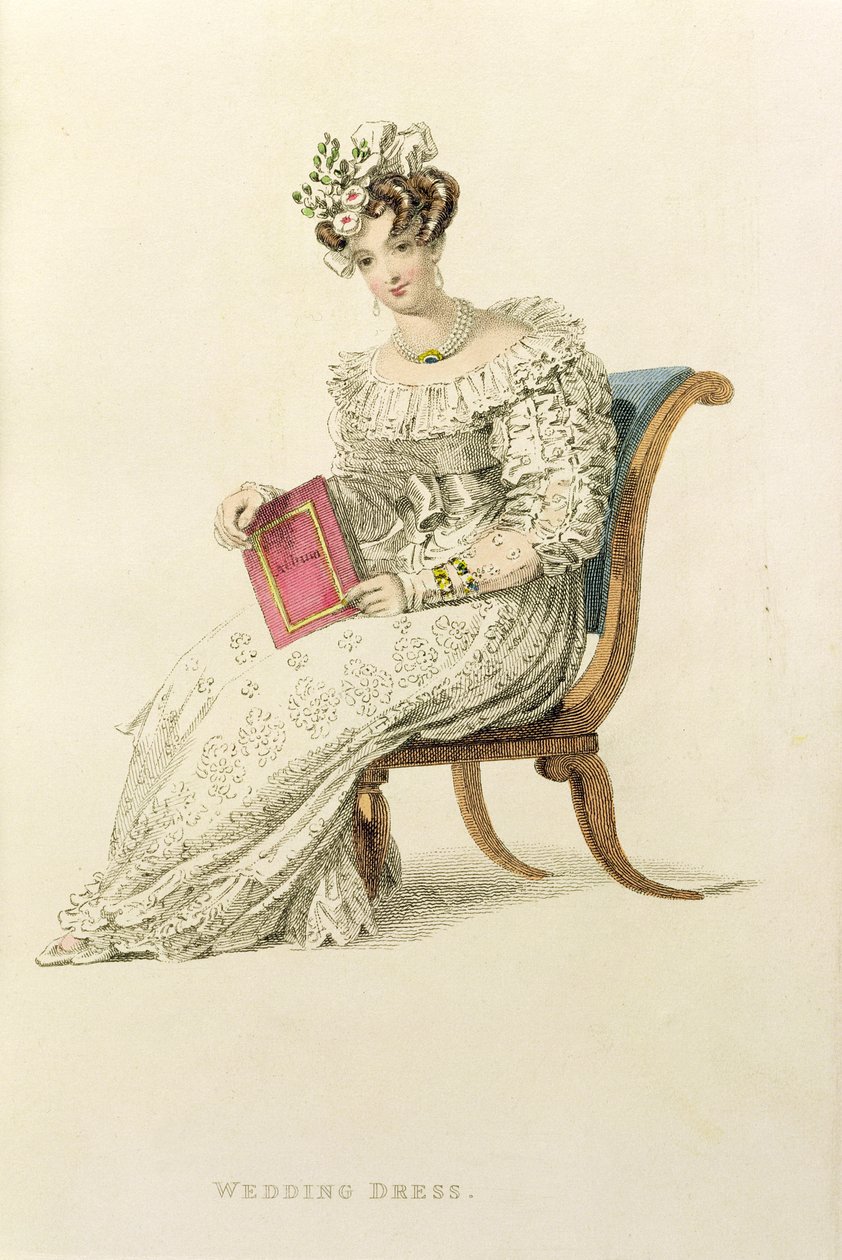 Brudekjole, modetallerken fra Ackermanns Repository of Arts af English School