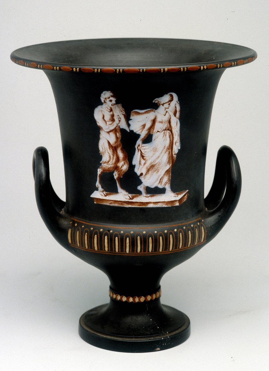 Wedgwood vase forestillende en ung pige og en sort keramisk satyre malet "" med encaustic""". England, omkring 1775 - 1790. Medaljekontoret, BN i Paris. af English School
