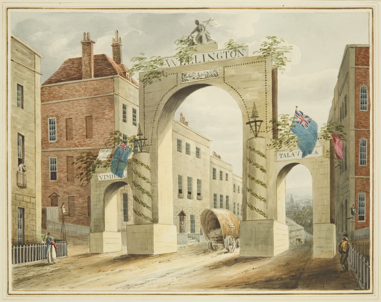 Wellington Triumphal Arch, toppen af Park Street, Bristol af English School