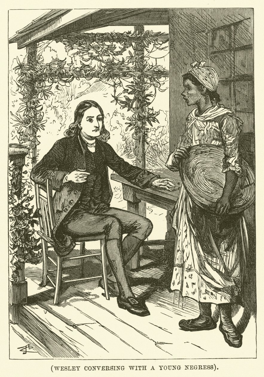 Wesley i samtale med en ung negerinde (kobberstik) af English School