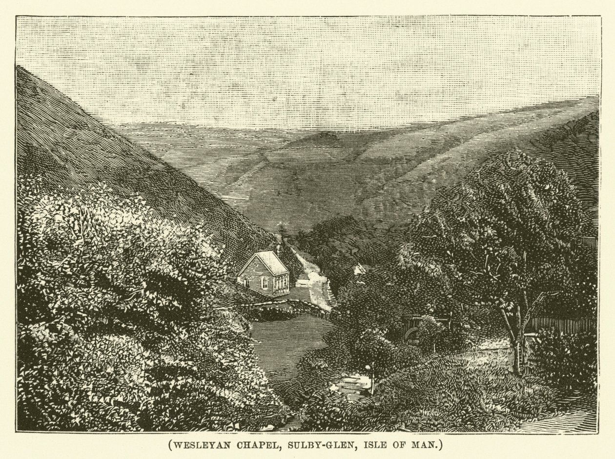 Wesleyan-kapellet, Sulby-Glen, Isle of Man (kobberstik) af English School