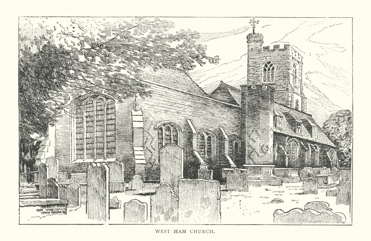 West Ham Kirke (indgravering) af English School