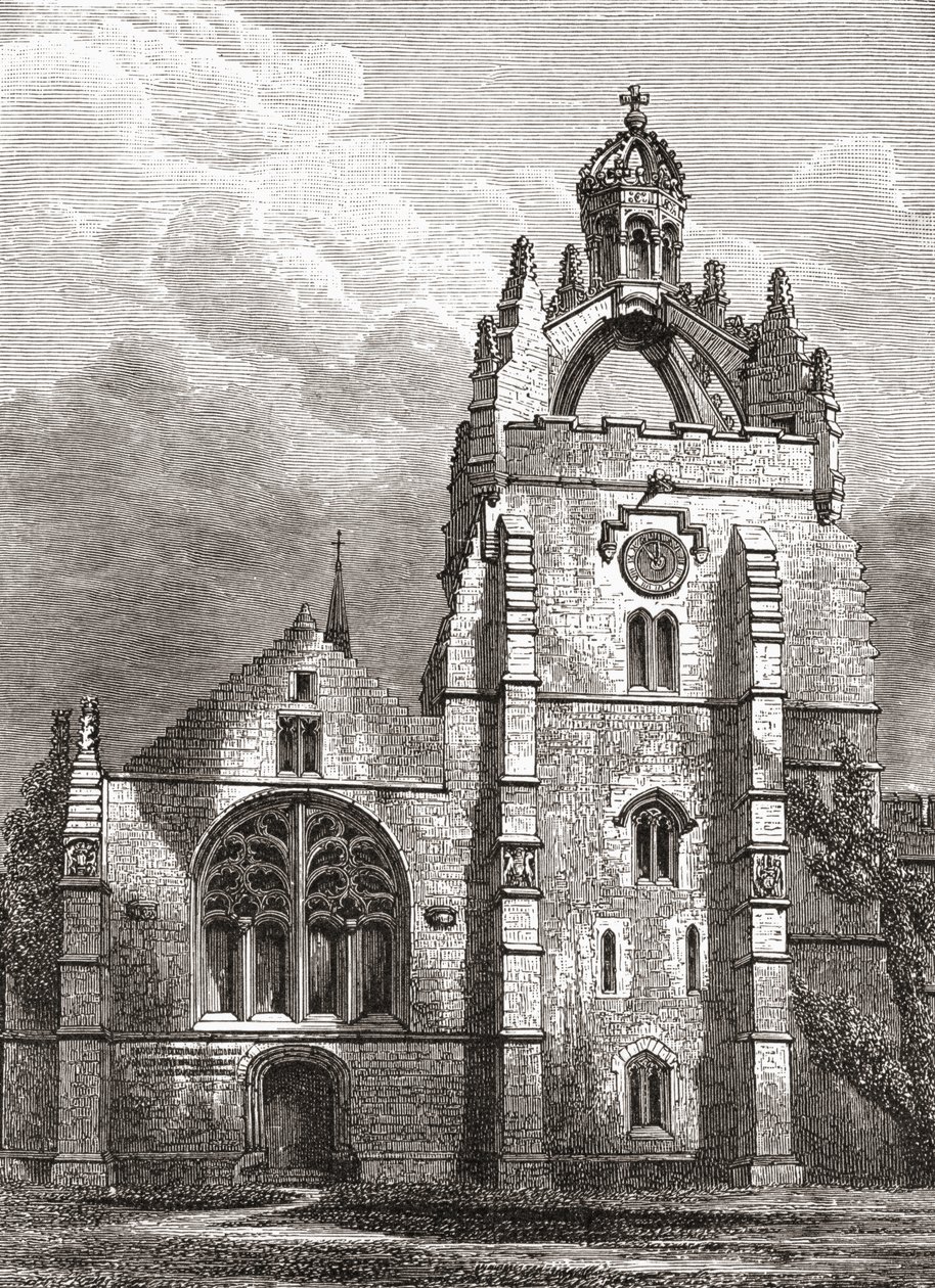 Vestfronten af Kings College, Aberdeen, som det var i det 19. århundrede, viser kapellernes krontårn, fra A Short History of the English People af J. R. Green, udgivet i 1893 af English School