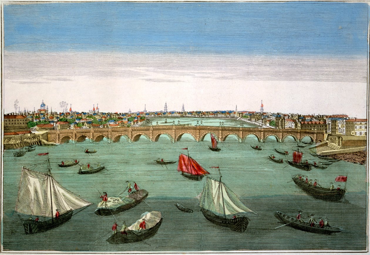 Westminster Bridge, London, tidligt til midten af det 18. århundrede af English School