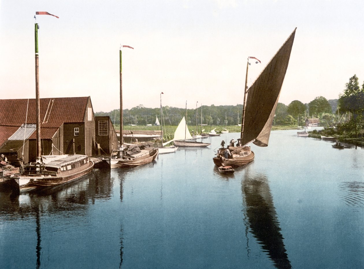 Wherry forlader Wroxham (håndfarvet foto) af English School