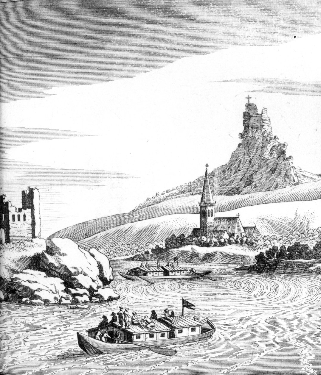 Whirlpool in the Donau, fra An Account of Several Travels af Edward Browne, udgivet 1677 af English School