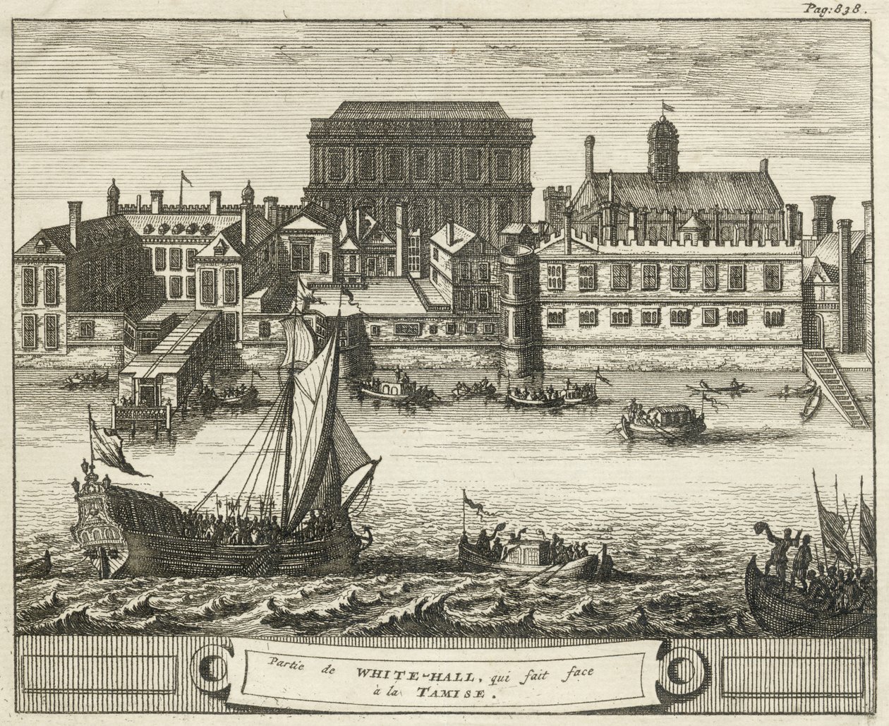 Whitehall, Westminster, London, Storbritannien (gravering) af English School