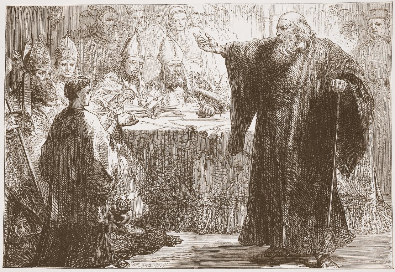 Wicliffe før konvokationen i Oxford, illustration fra The History of Protestantism af James Aitken Wylie (1808-1890), pub. 1878 af English School