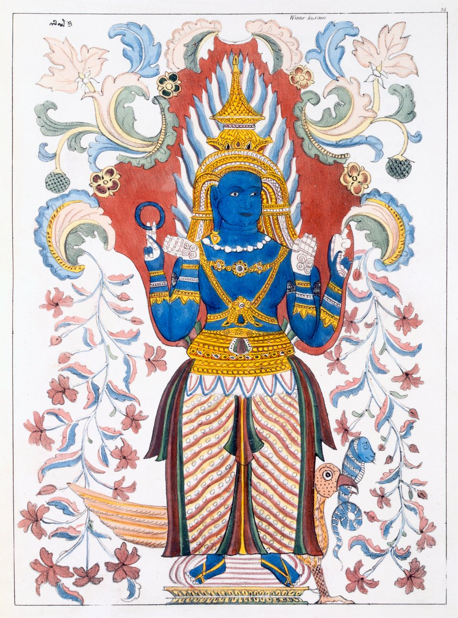 Wiebesana Dewa Raja, Four Hill Guards, fra The History and Doctrin of Buddhism af Edward Upham, 1829 af English School