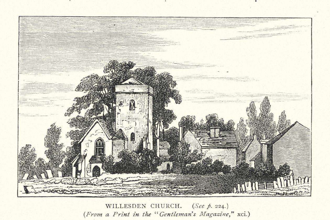 Willesden Kirke (gravering) af English School