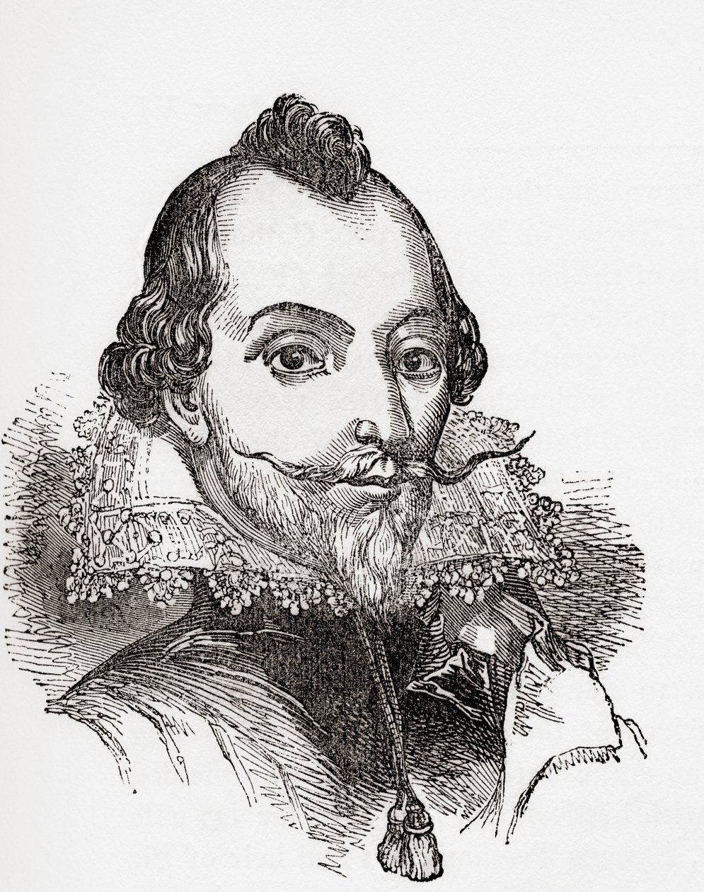 William Drummond, kaldet "of Hawthornden", skotsk digter, fra det gamle England: A Pictorial Museum, pub. 1847 af English School