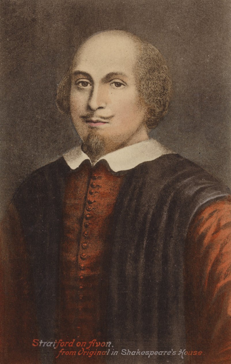 William Shakespeare (ca. 1564-1616), engelsk dramatiker og digter (farvelitografi) af English School