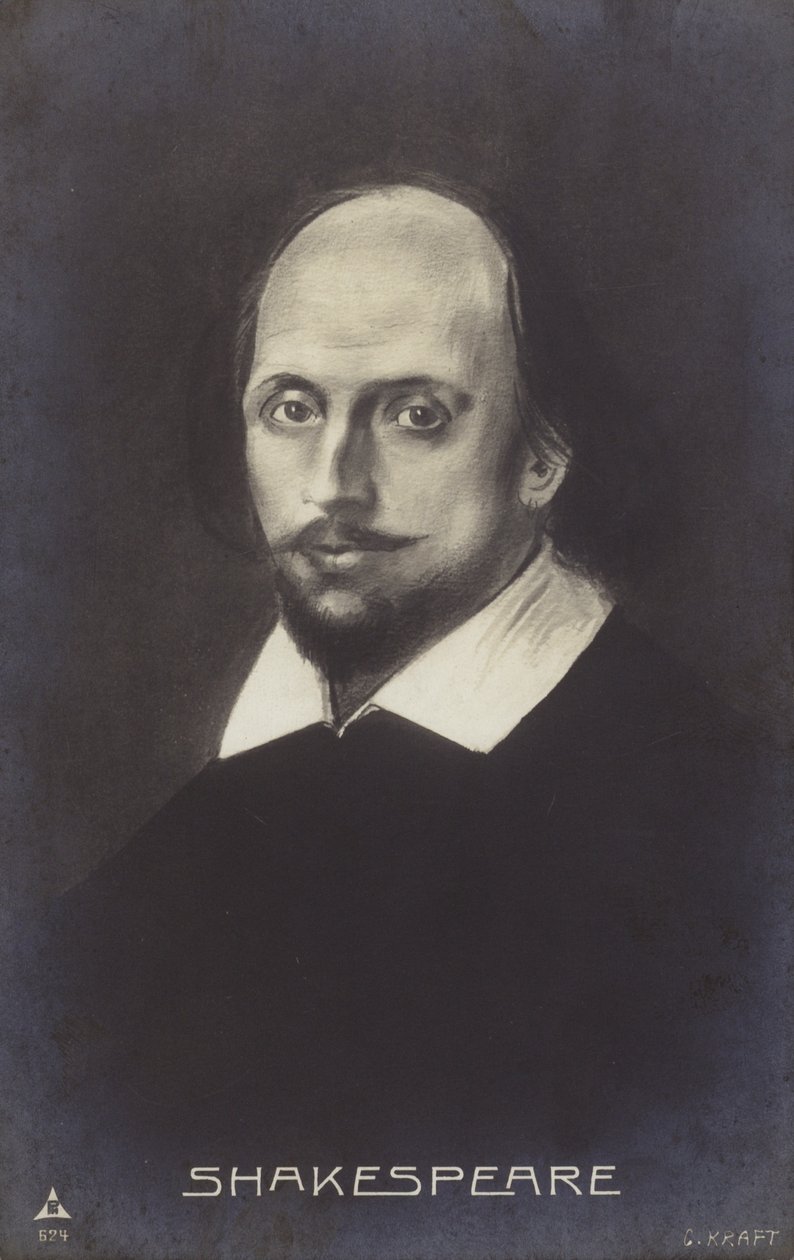 William Shakespeare (ca. 1564-1616), engelsk dramatiker og digter (litografi) af English School