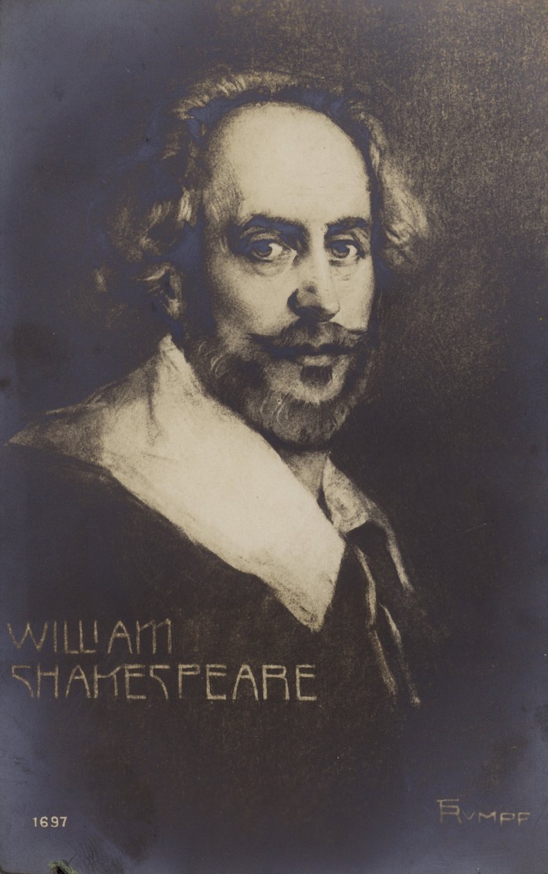 William Shakespeare (ca. 1564-1616), engelsk dramatiker og digter (litografi) af English School