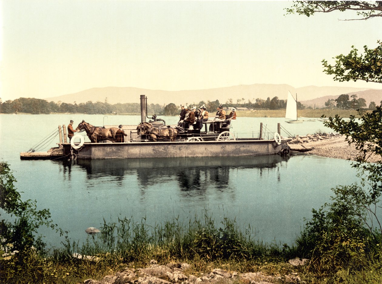 Windermere Steam Ferry (håndfarvet foto) af English School