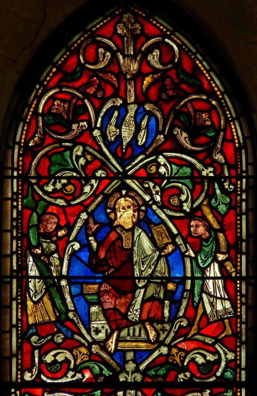 Window Ew, der forestiller Kristus på Isajs træ af English School