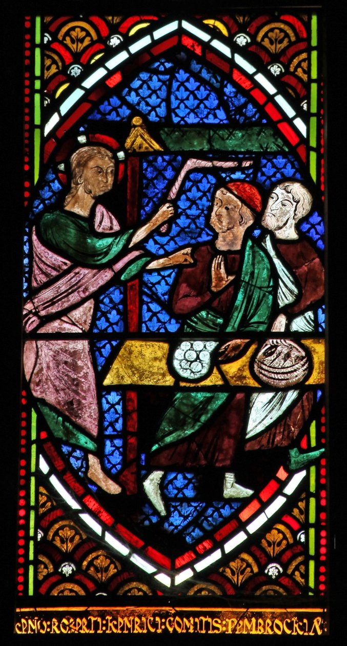 Window Ew, der forestiller Jesus, vælter tempelhandlerne af English School