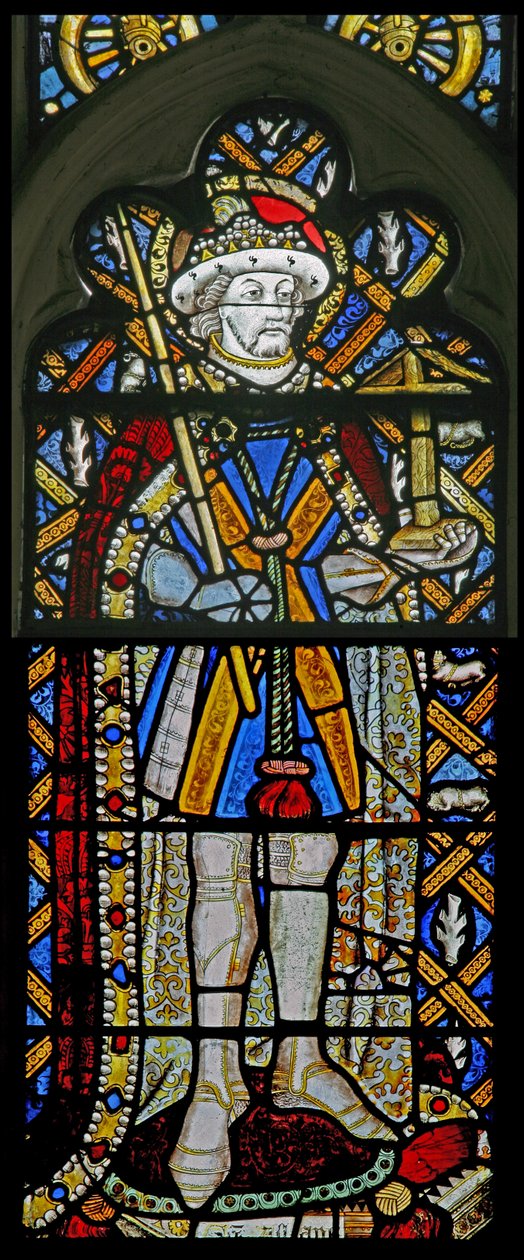 Window Ew forestillende St Alban - med juveler af indlagt glas af English School