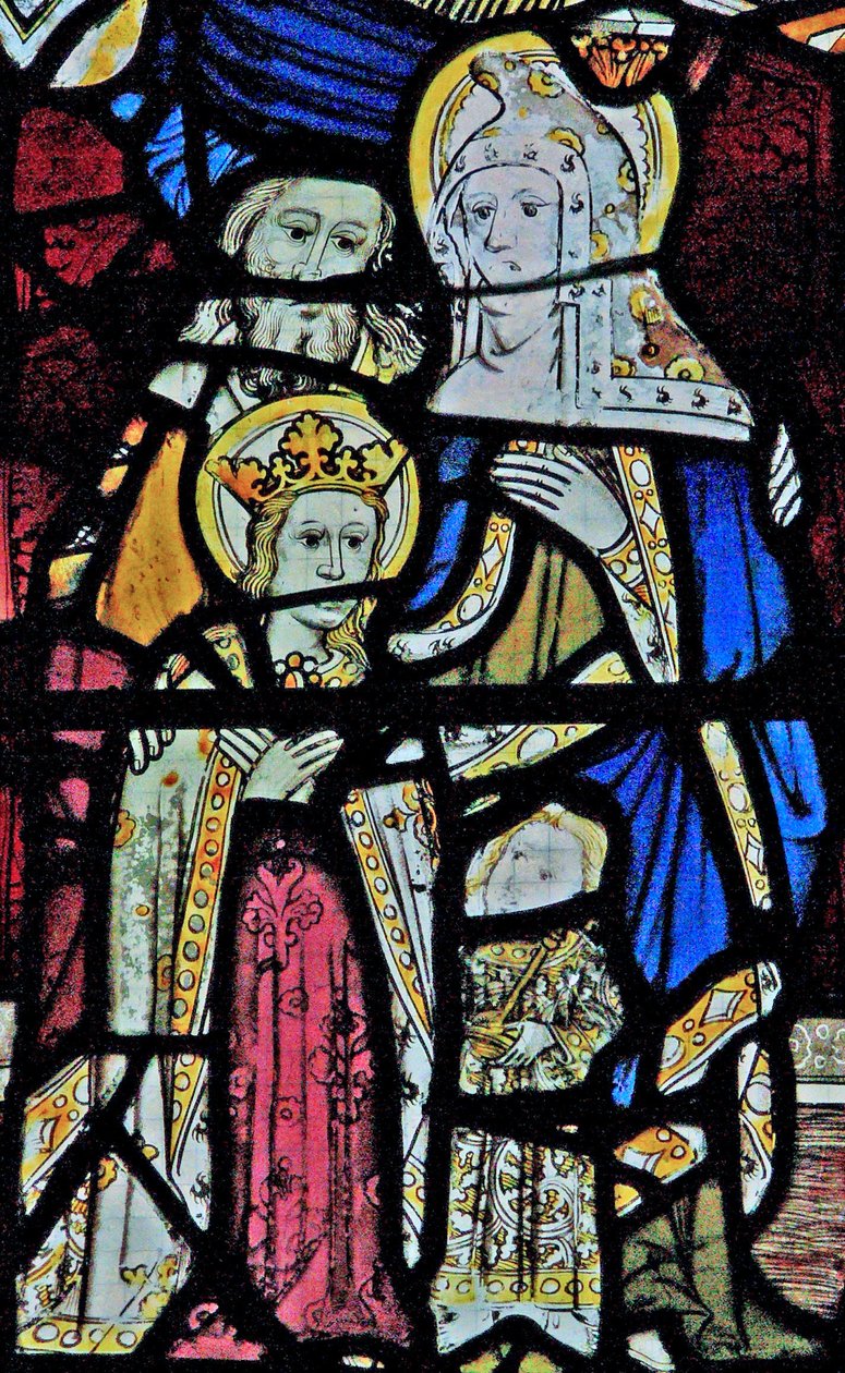 Window Ew forestillende Sankt Anne, Joachim, Jomfru Maria og Kristusbarnet af English School