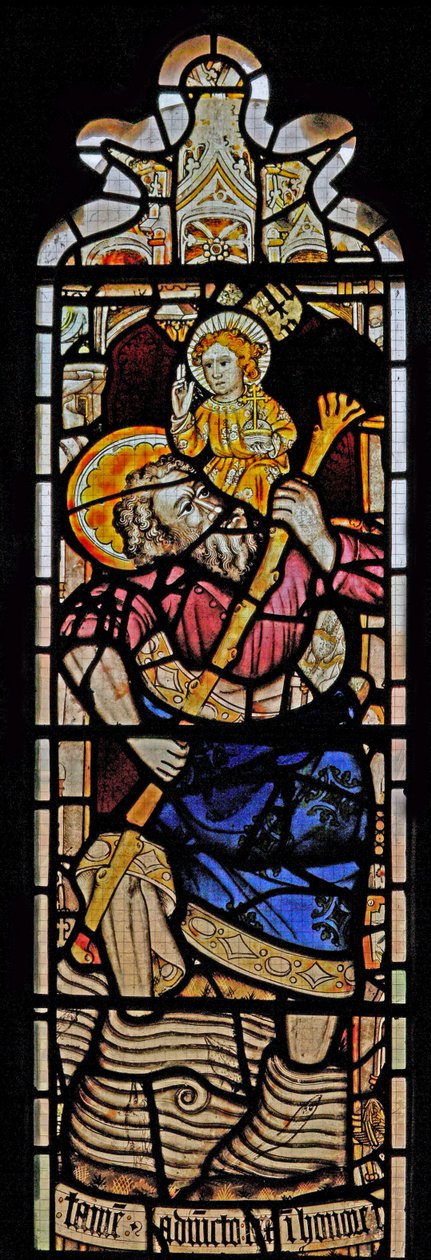 Window Ew forestillende St Christopher af English School