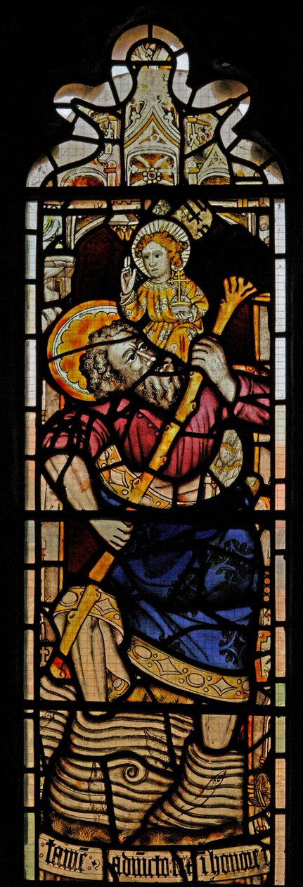 Window Ew forestillende St Christopher af English School